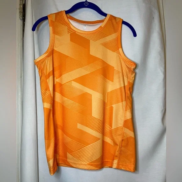 NWT Ideology Juniors Boys Youth Orange Abstract Geometric Tank Top Size L - Picture 2 of 7